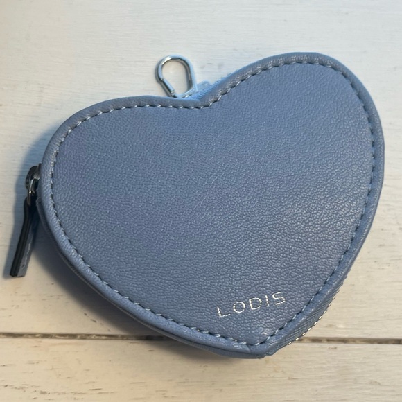 Lodis Light Blue Leather Heart Coin Purse, Key or Bag Charm - Picture 2 of 5